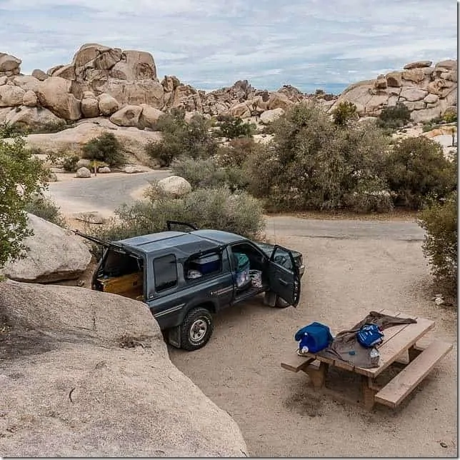 Camp among the boulders in Hidden Valley - Joshua Tree National Park - 49 Places to Visit on the Ultimate West Coast Road Trip