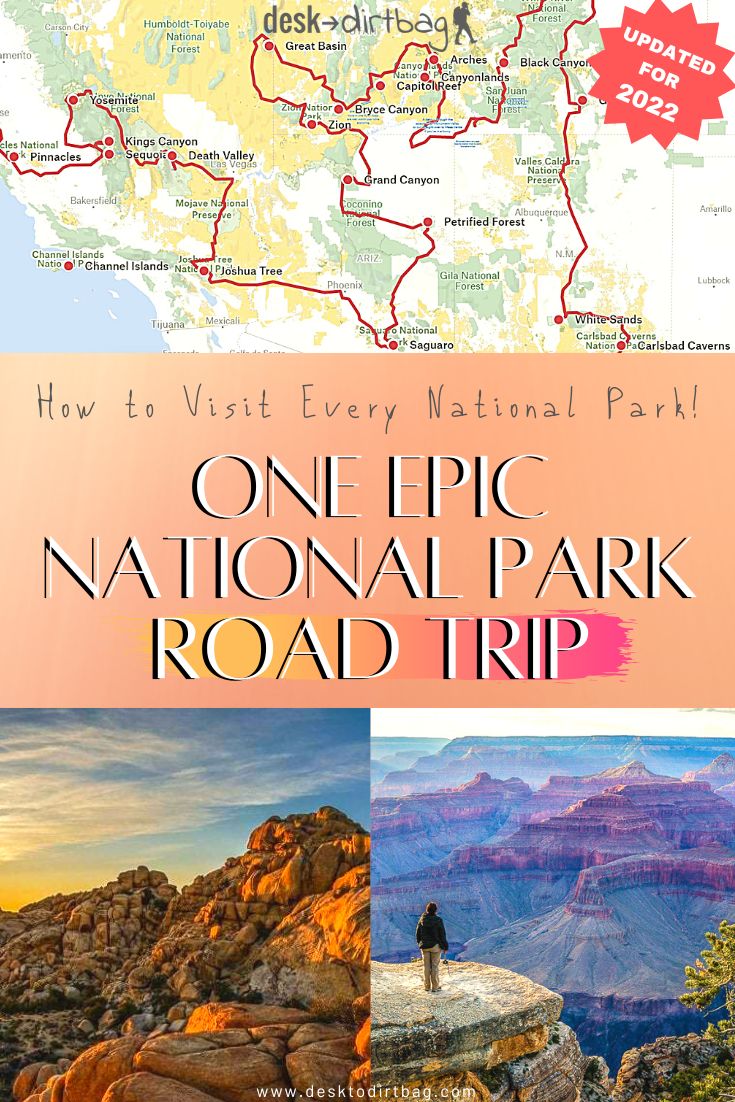 national park road trip east to west